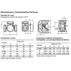 VALVULA 3 VIAS LATON 3/4"